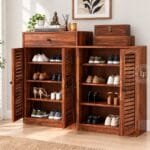 Sheesham Wood Shoe Rack Cabinet with Open Doors - Laxmi Furniture