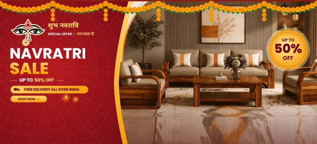 Laxmi Furniture Navratri sale - up to 50% off sheesham wood sofa with free delivery all over India
