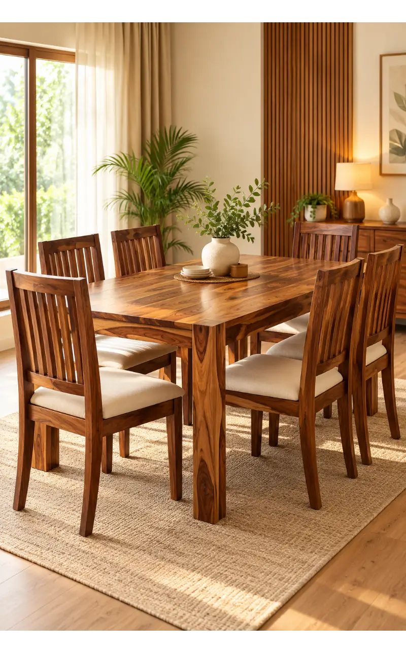 Sheesham wood 6 seater dining table set - Laxmi Furniture